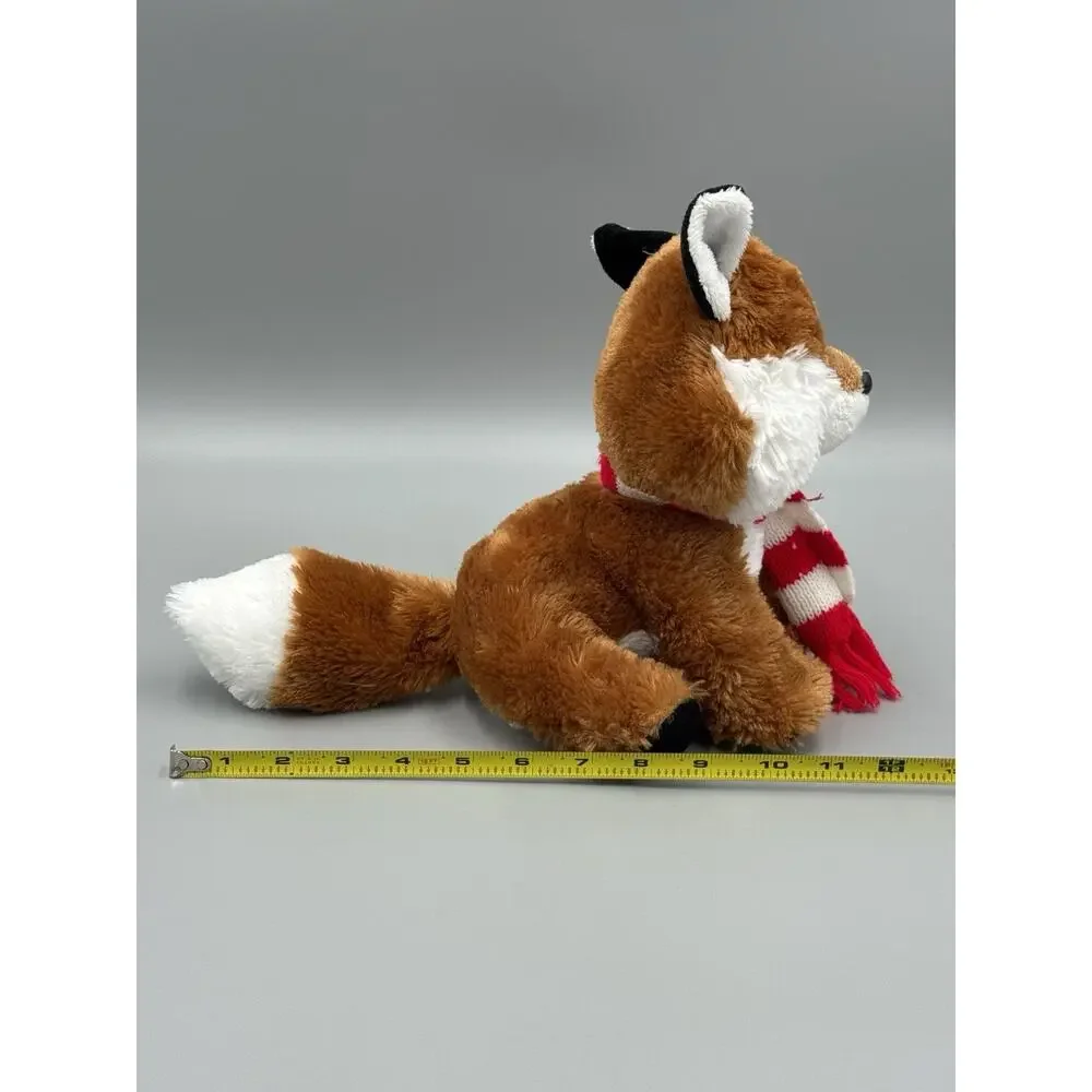 Aurora World Plush Fox Christmas Red And White Scarf 9” Stuffed Animal